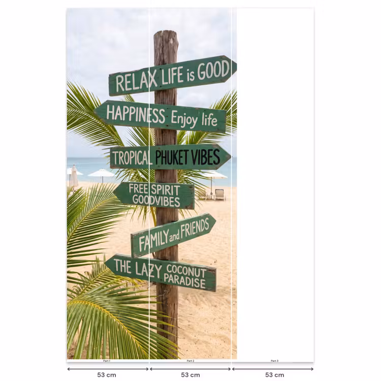 Behang - Strand - Wegwijzer - Palmen - Tropisch - Groen — 6