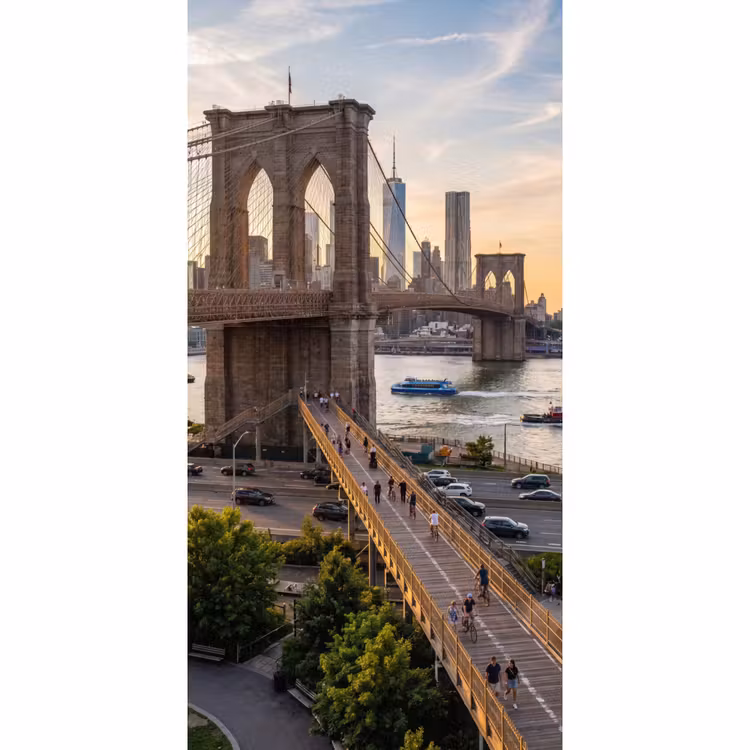 Behang - Brug - Rivier - Stad - Zonsondergang - Architectuur — 2