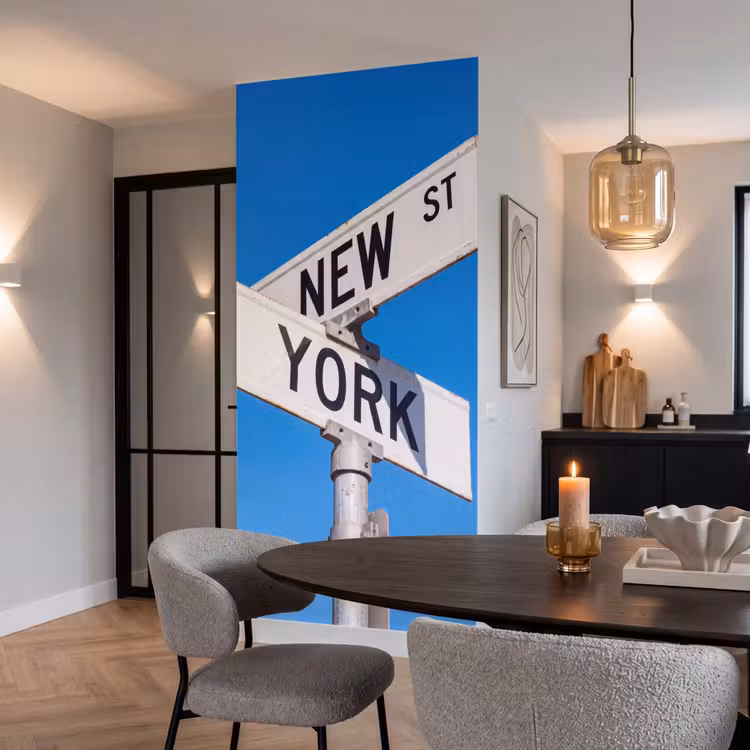 Behang - New York - Straatbord - Stad - Urban - Blauw — 5