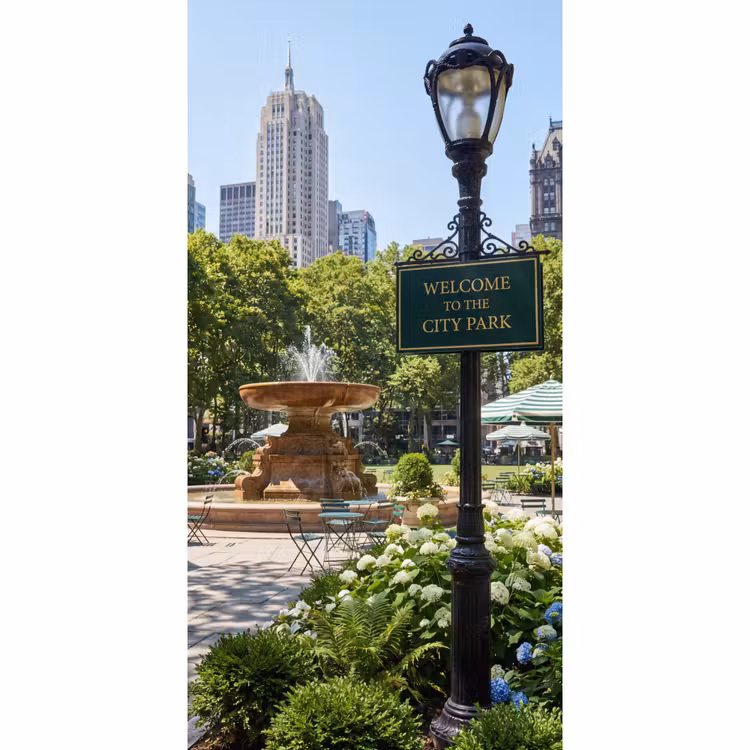 Behang - Park - Fontein - Stad - Natuur — 2