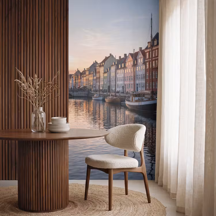 Behang - Stad - Gracht - Zonsondergang - Klassiek - Kleurrijk — 4