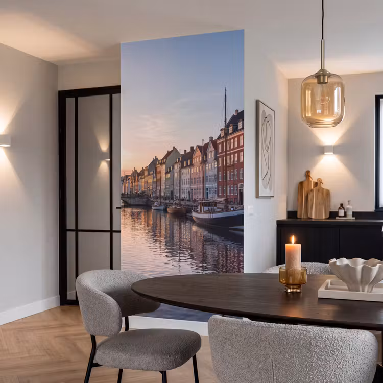 Behang - Stad - Gracht - Zonsondergang - Klassiek - Kleurrijk — 5