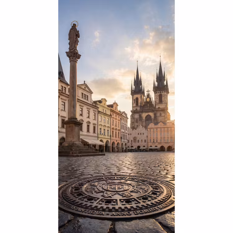 Behang - Stad - Praag - Ochtend - Architectuur - Goud — 2