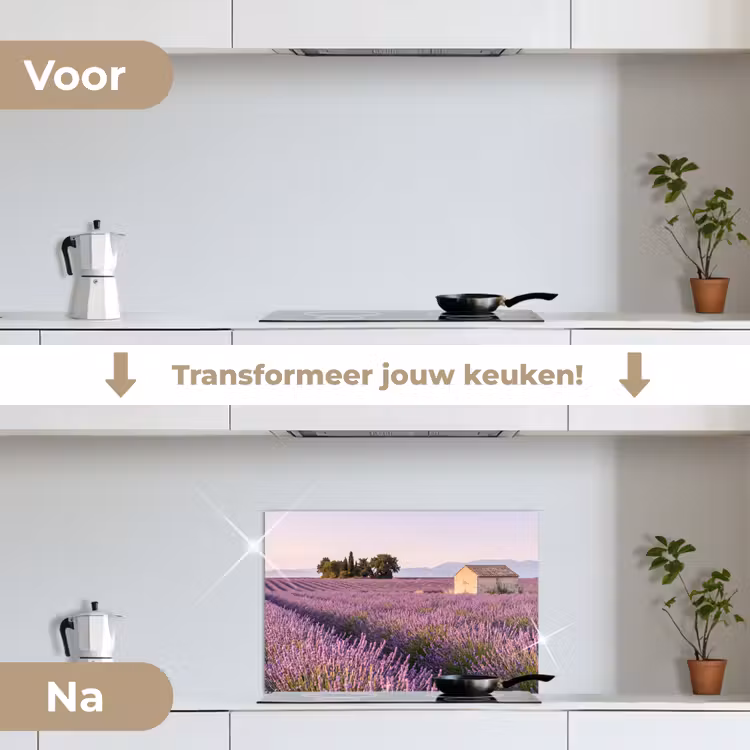Spatscherm keuken - Lavendel - Landschap - Sereen - Paars — 3