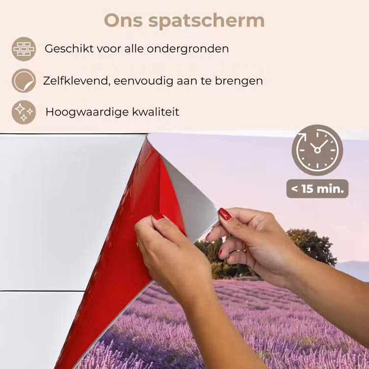 Spatscherm keuken - Lavendel - Landschap - Sereen - Paars — 4