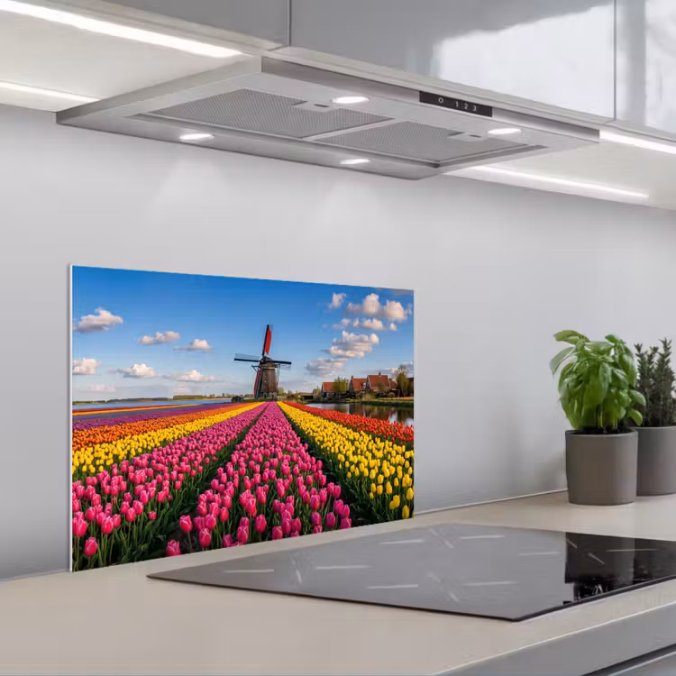 Spatscherm keuken - Tulpen - Holland - Molen - Kleurrijk — 5