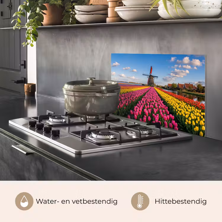 Spatscherm keuken - Tulpen - Holland - Molen - Kleurrijk — 7