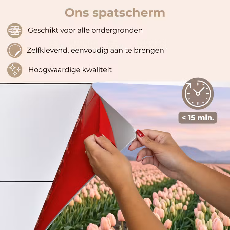 Spatscherm keuken - Tulpen - Landschap - Roze — 4