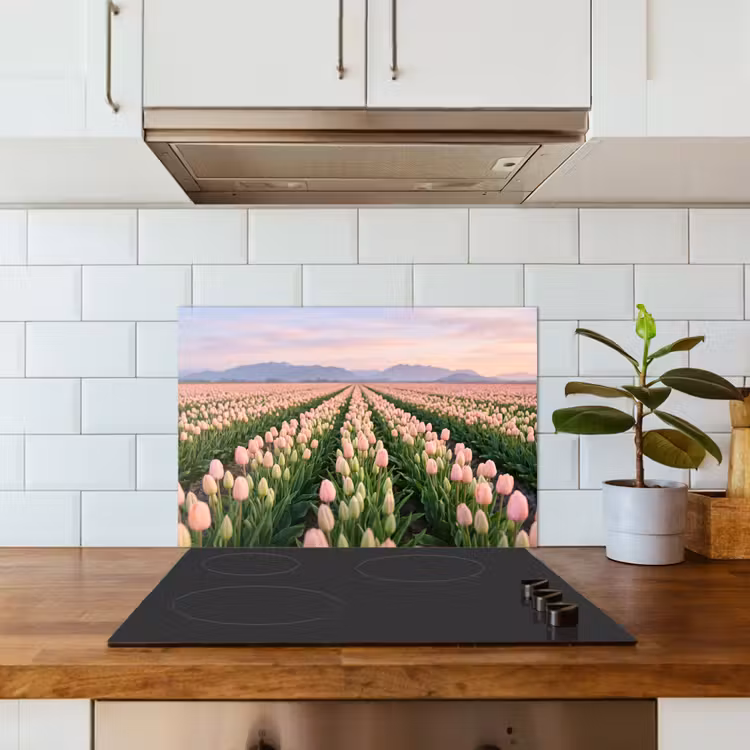 Spatscherm keuken - Tulpen - Landschap - Roze — 6