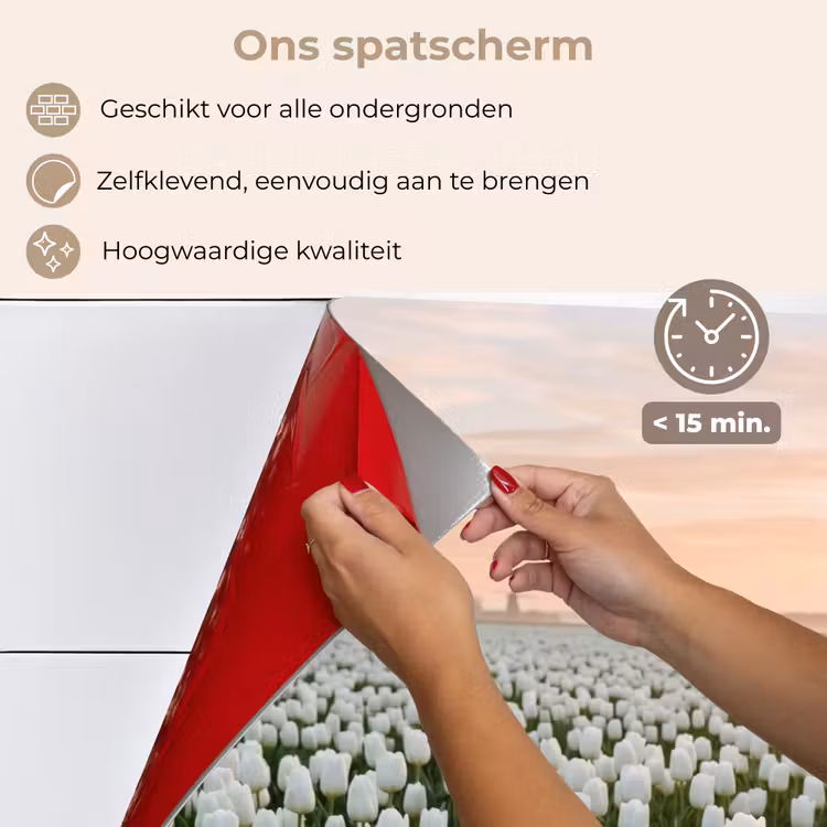Spatscherm keuken - Tulpen - Landschap - Wit — 4