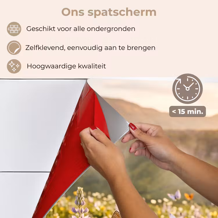 Spatscherm keuken - Vlinders - Waterval - Bloemenveld — 4