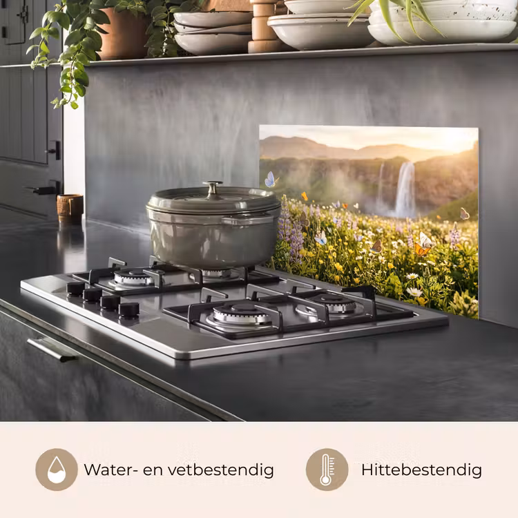 Spatscherm keuken - Vlinders - Waterval - Bloemenveld — 7