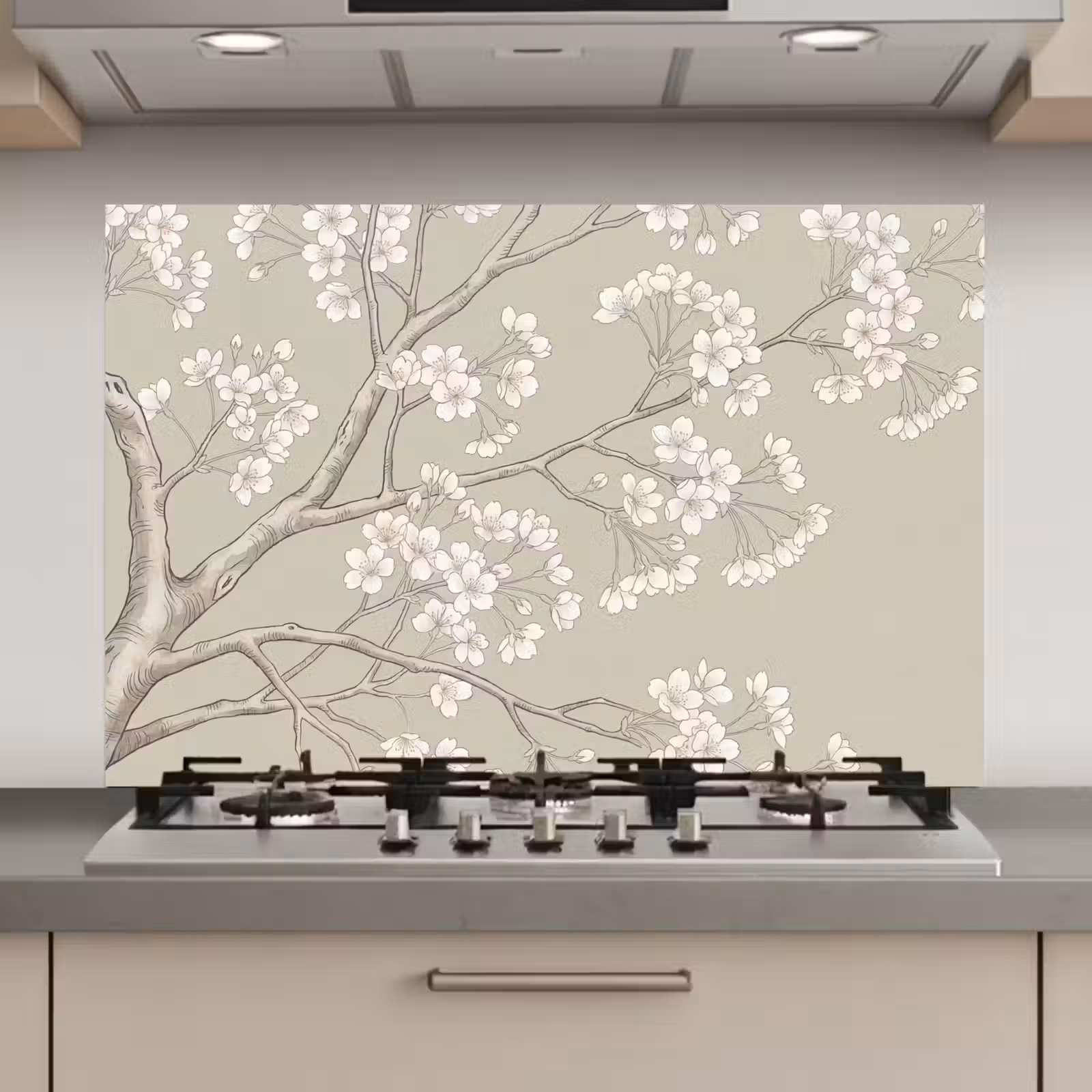 Spatscherm keuken - Sereen - Bloesem - Wit — 1