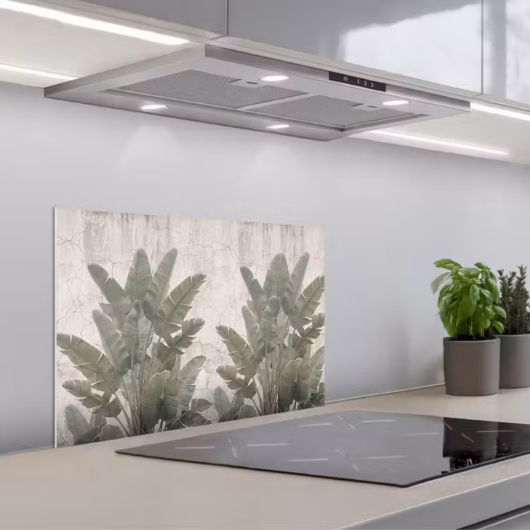 Spatscherm keuken - Bananenbladeren - Beton - Groen — 5