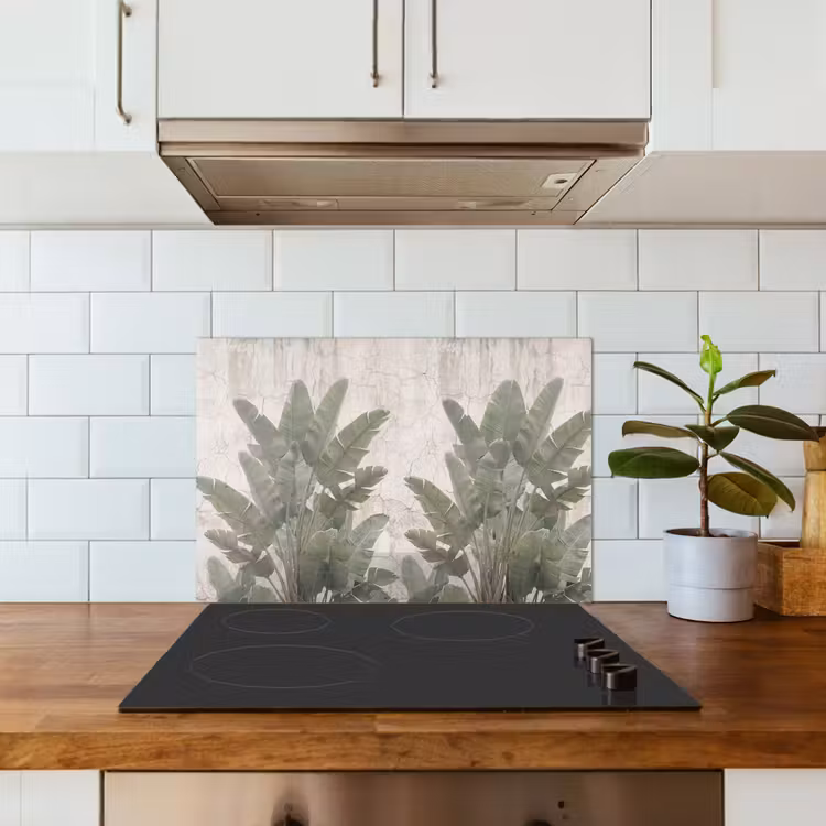 Spatscherm keuken - Bananenbladeren - Beton - Groen — 6