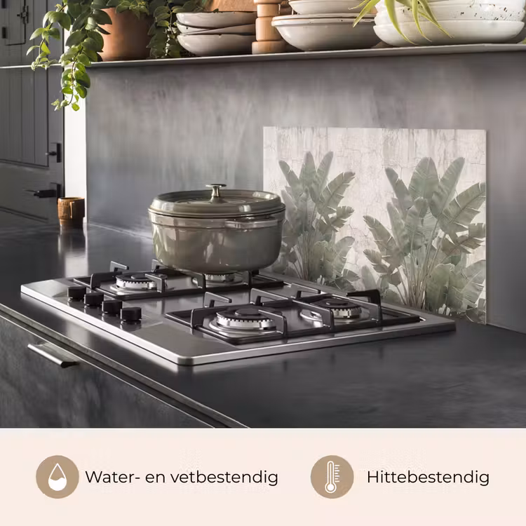 Spatscherm keuken - Bananenbladeren - Beton - Groen — 7