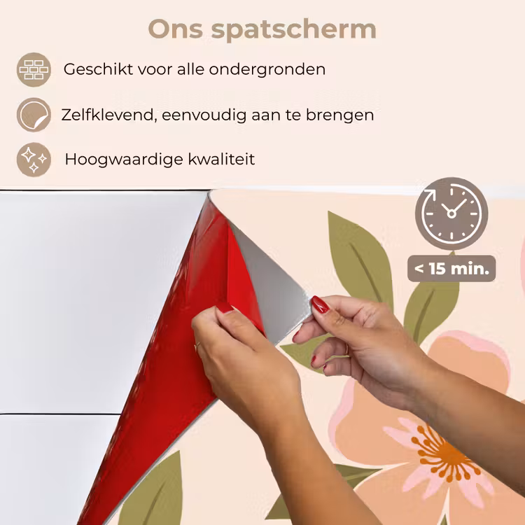 Spatscherm keuken - Grafisch - Bloemen - Roze — 4