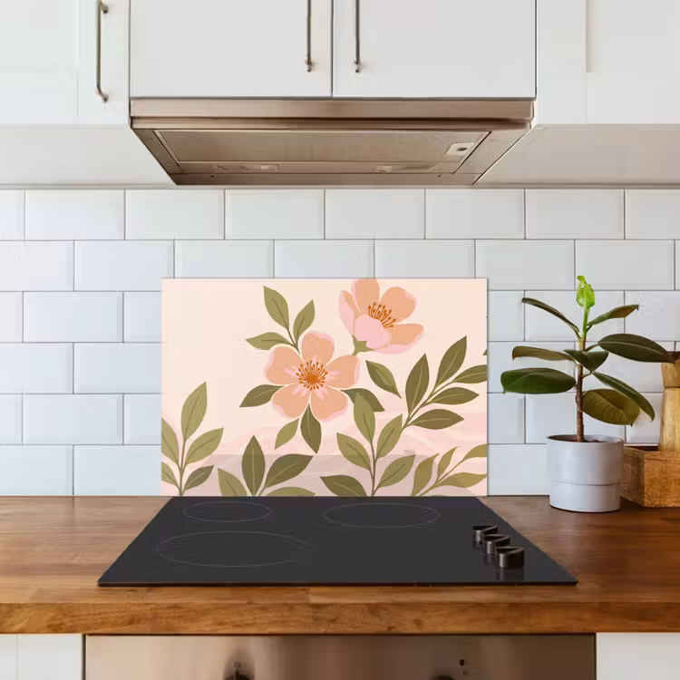 Spatscherm keuken - Grafisch - Bloemen - Roze — 6