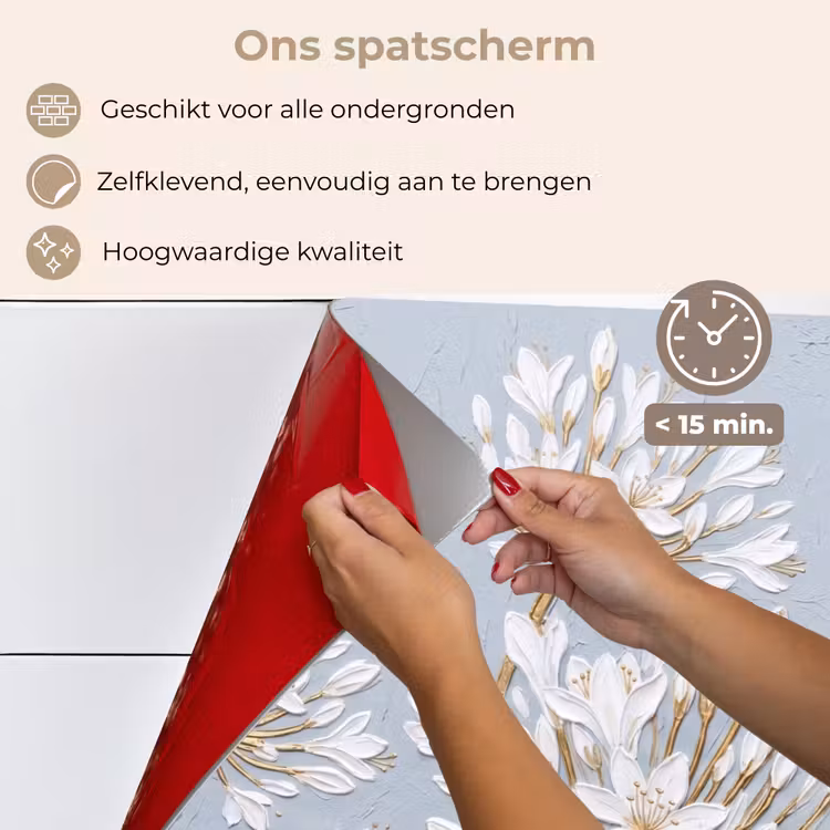 Spatscherm keuken - Illustratie - Bloemen - Blauw — 4