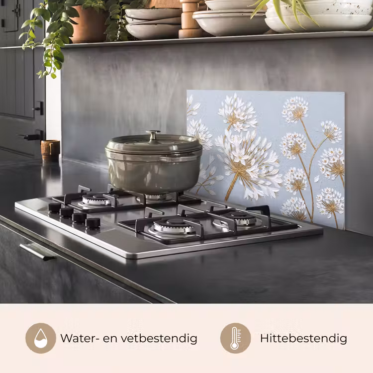 Spatscherm keuken - Illustratie - Bloemen - Blauw — 7