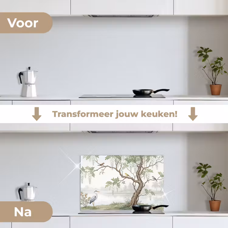 Spatscherm keuken - Reiger - Landschap - Groen — 3