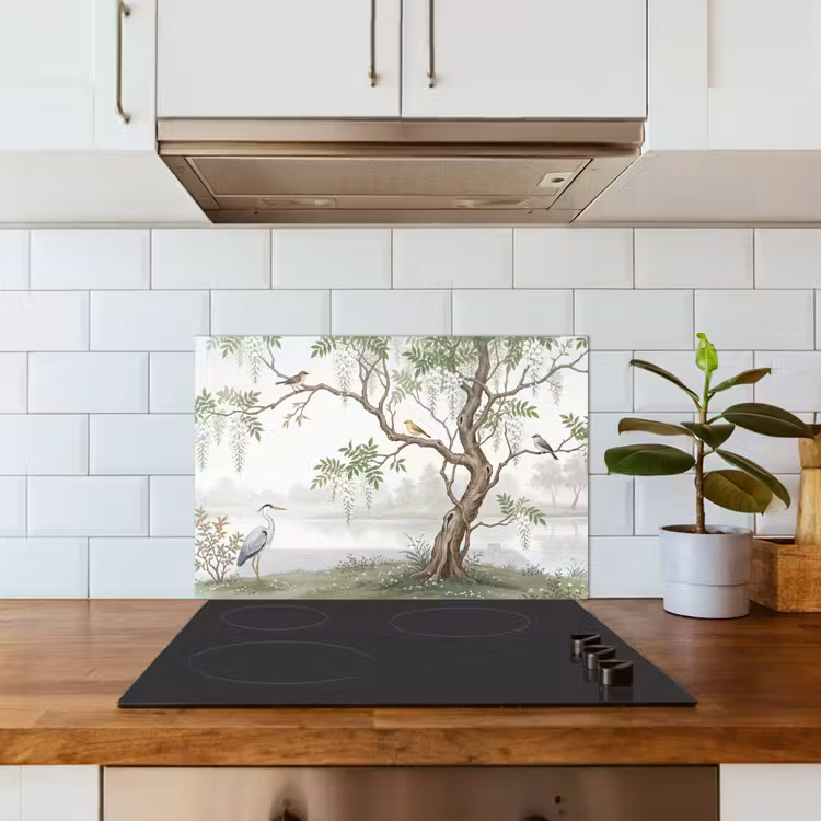 Spatscherm keuken - Reiger - Landschap - Groen — 6