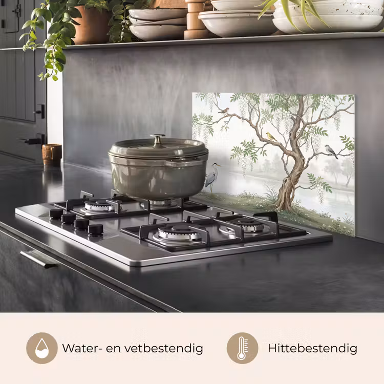 Spatscherm keuken - Reiger - Landschap - Groen — 7