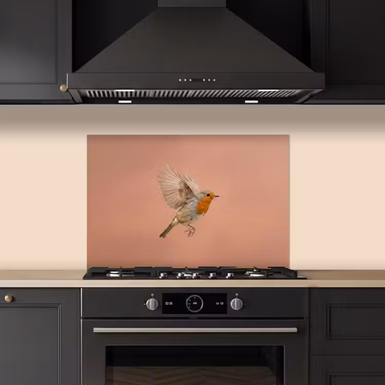 Spatscherm keuken - Roodborst - Natuur - Roze — 2