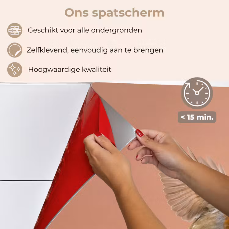 Spatscherm keuken - Roodborst - Natuur - Roze — 4