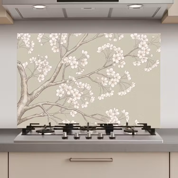 Spatscherm keuken - Sereen - Bloesem - Wit — 1