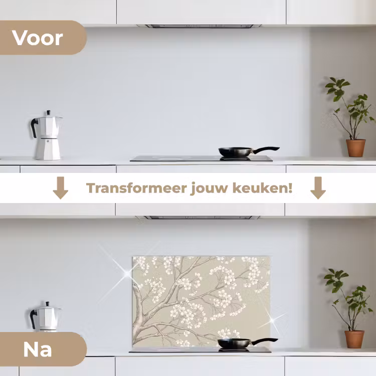 Spatscherm keuken - Sereen - Bloesem - Wit — 3