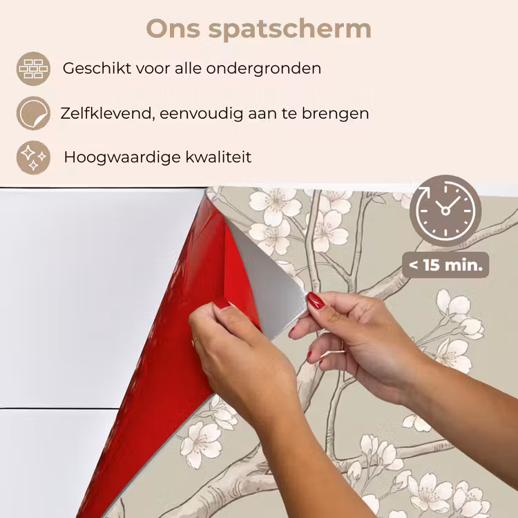Spatscherm keuken - Sereen - Bloesem - Wit — 4