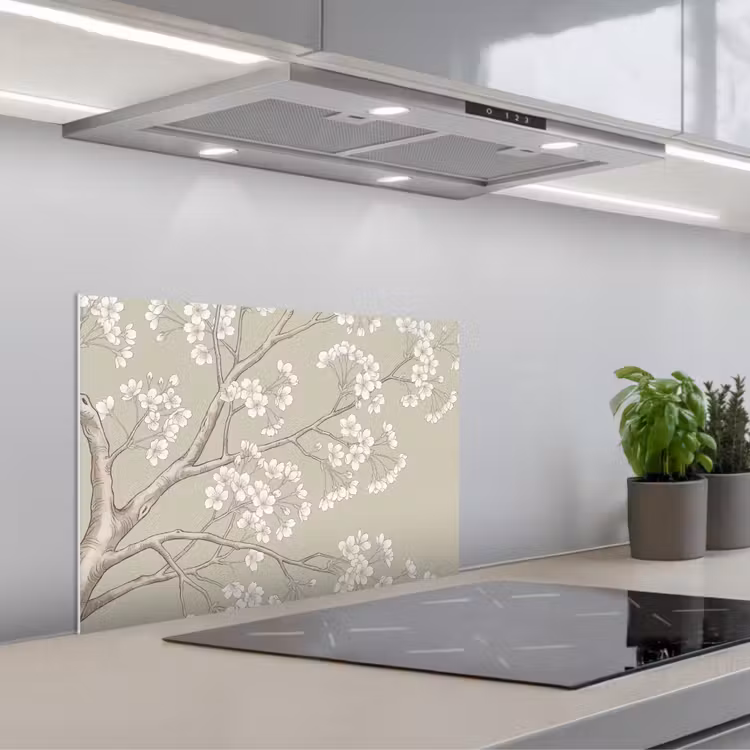Spatscherm keuken - Sereen - Bloesem - Wit — 5