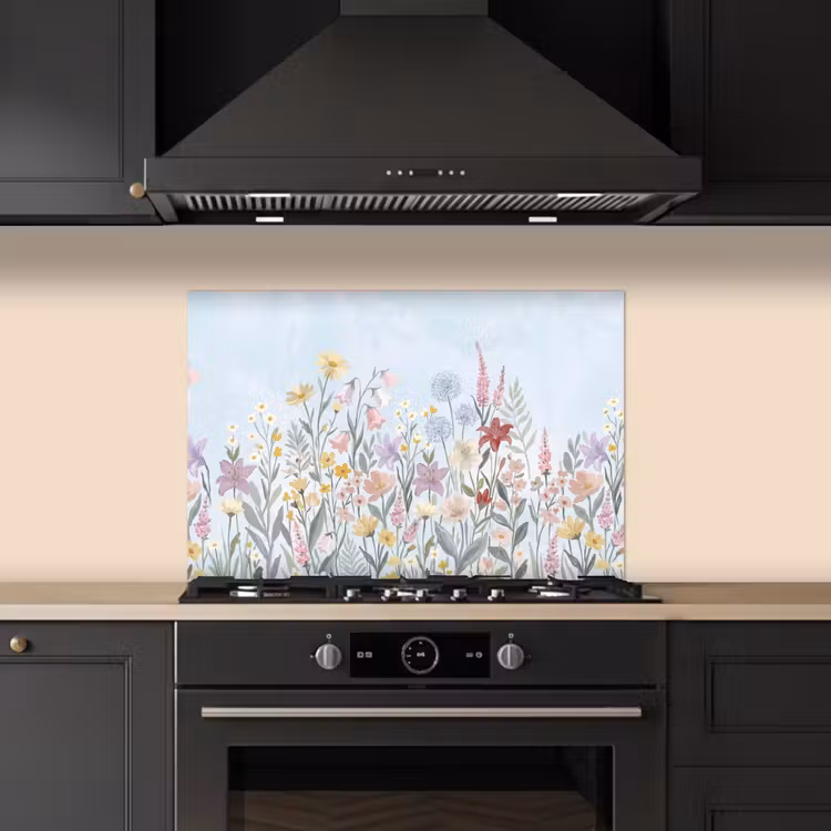 Spatscherm keuken - Weidebloemen - Illustratie - Kleurrijk — 2