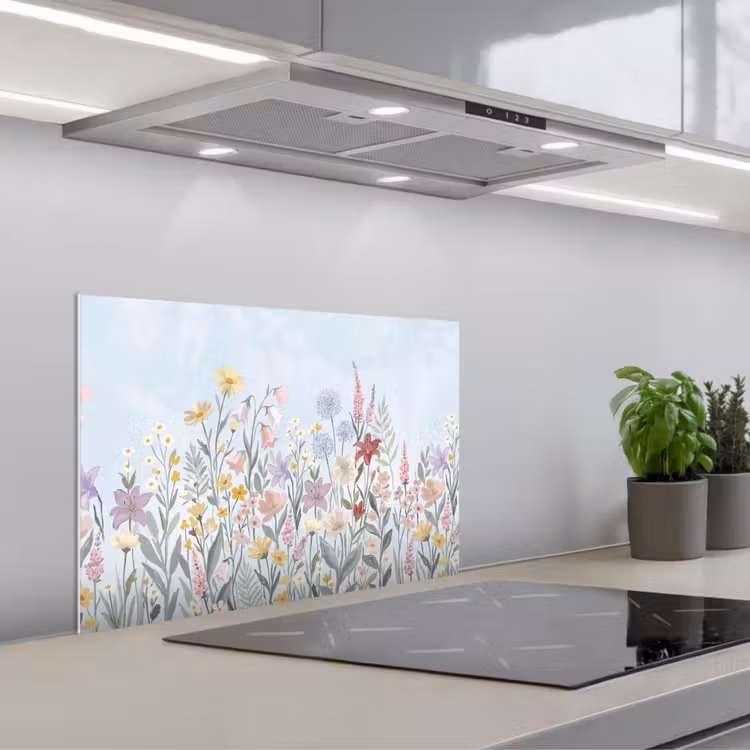 Spatscherm keuken - Weidebloemen - Illustratie - Kleurrijk — 5