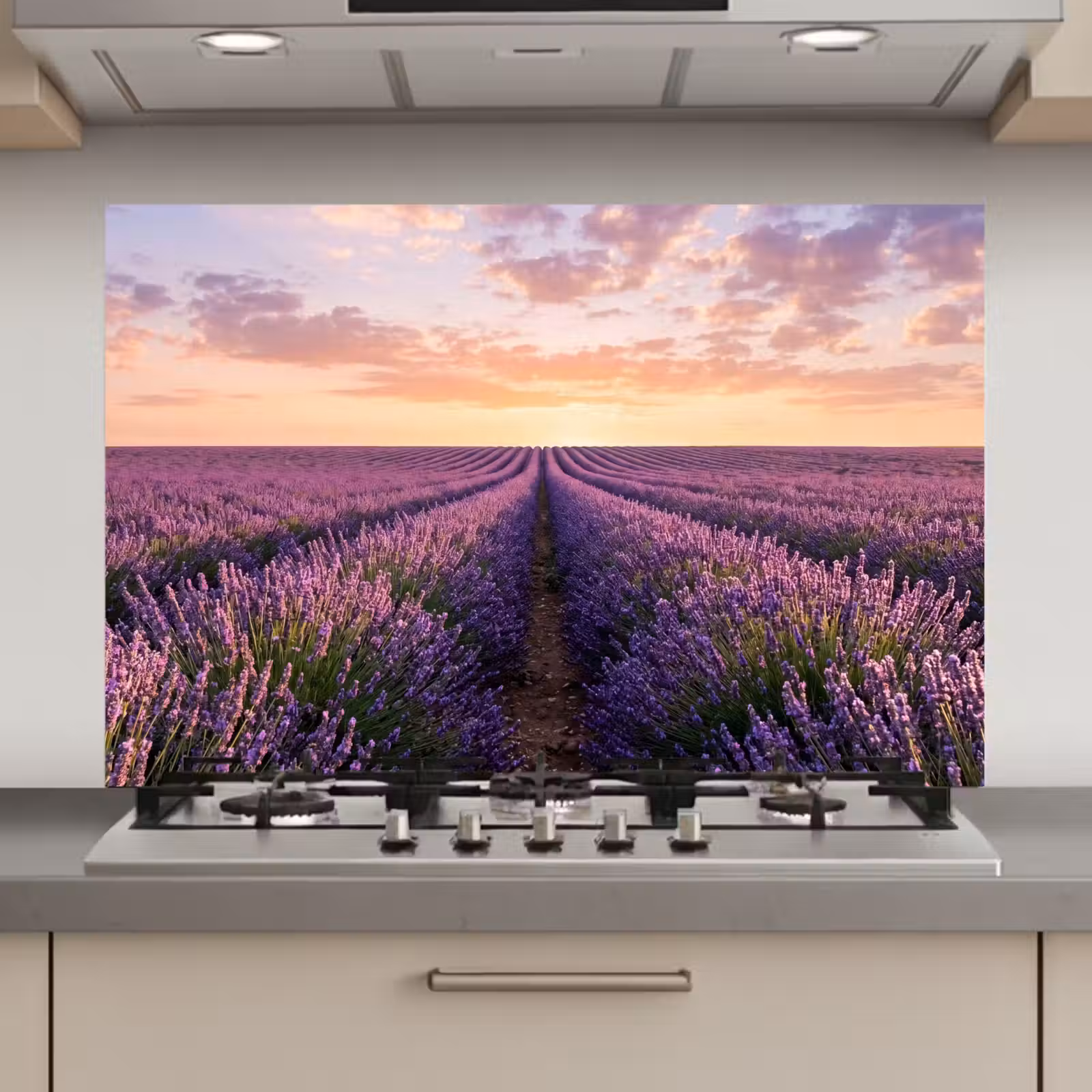 Spatscherm keuken - Landschap - Lavendelveld - Paars — 1