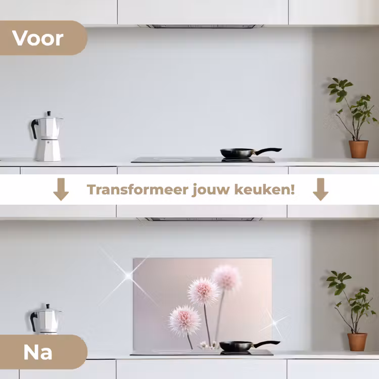Spatscherm keuken - Bloemen - Bollen - Roze — 3