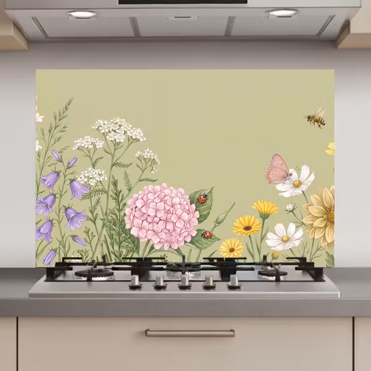Spatscherm keuken - Botanisch - Bloemen - Kleurrijk — 1
