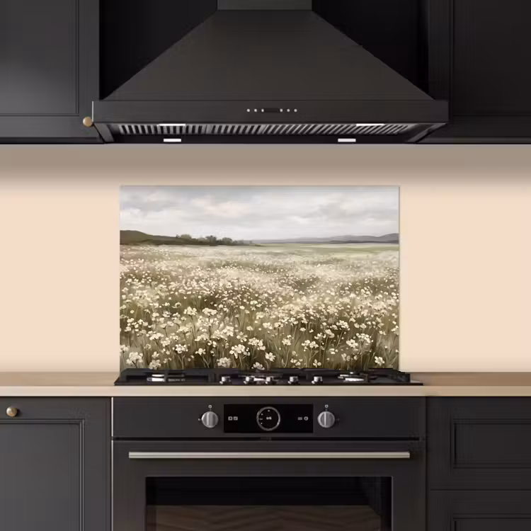 Spatscherm keuken - Illustratie - Landschap - Wit — 2