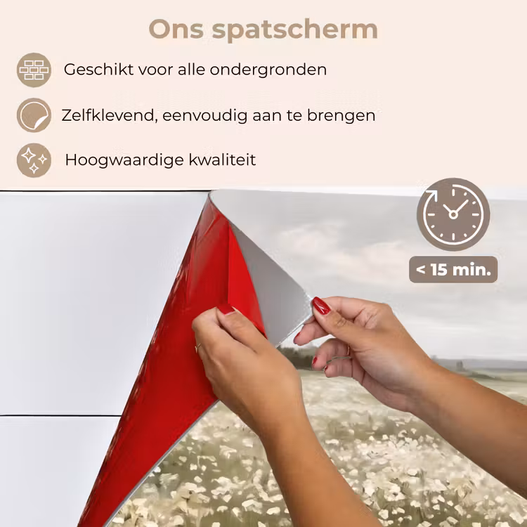 Spatscherm keuken - Illustratie - Landschap - Wit — 4
