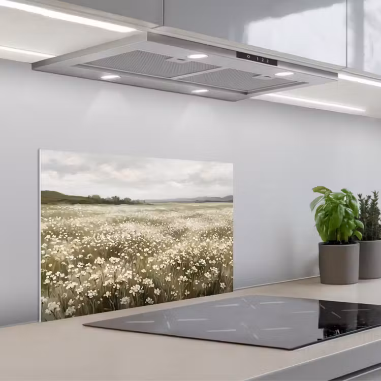 Spatscherm keuken - Illustratie - Landschap - Wit — 5