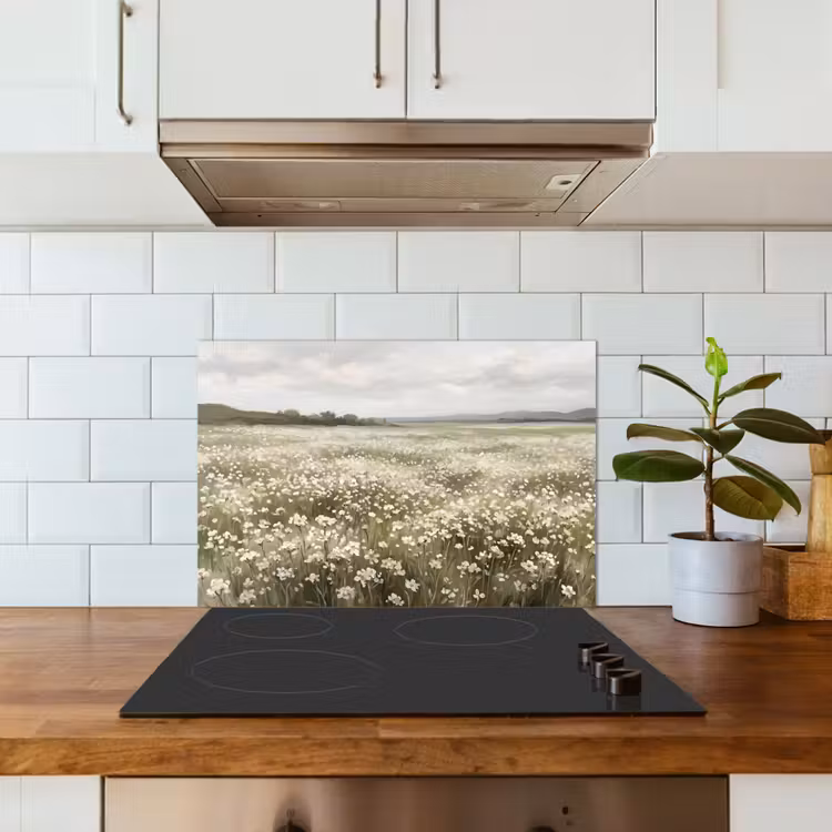 Spatscherm keuken - Illustratie - Landschap - Wit — 6