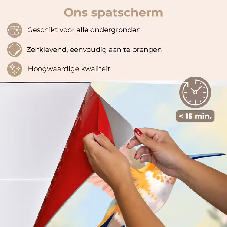 Spatscherm keuken - Kolibrie - Illustratie - Kleurrijk — 4