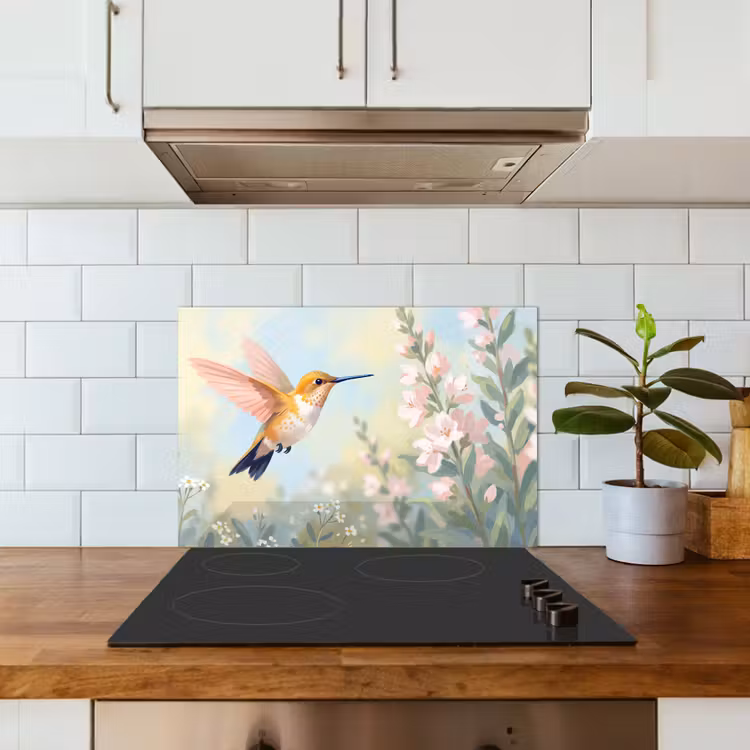 Spatscherm keuken - Kolibrie - Illustratie - Kleurrijk — 6
