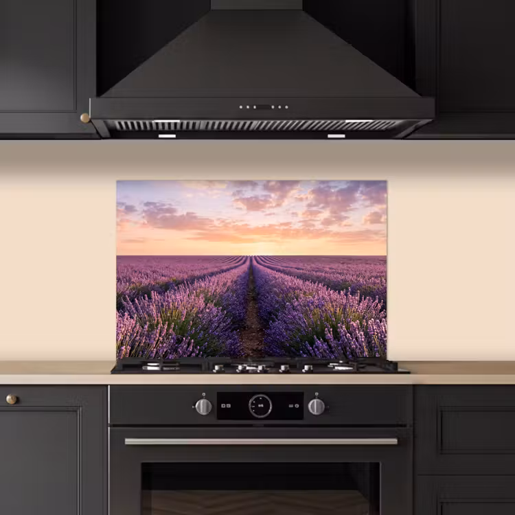 Spatscherm keuken - Landschap - Lavendelveld - Paars — 2