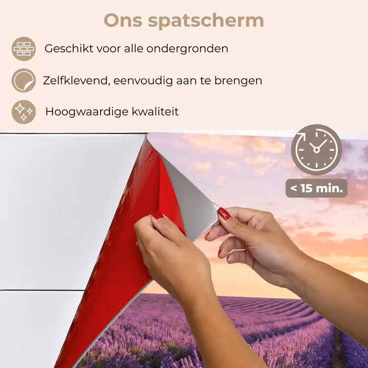 Spatscherm keuken - Landschap - Lavendelveld - Paars — 4