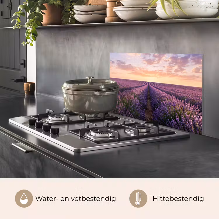 Spatscherm keuken - Landschap - Lavendelveld - Paars — 7