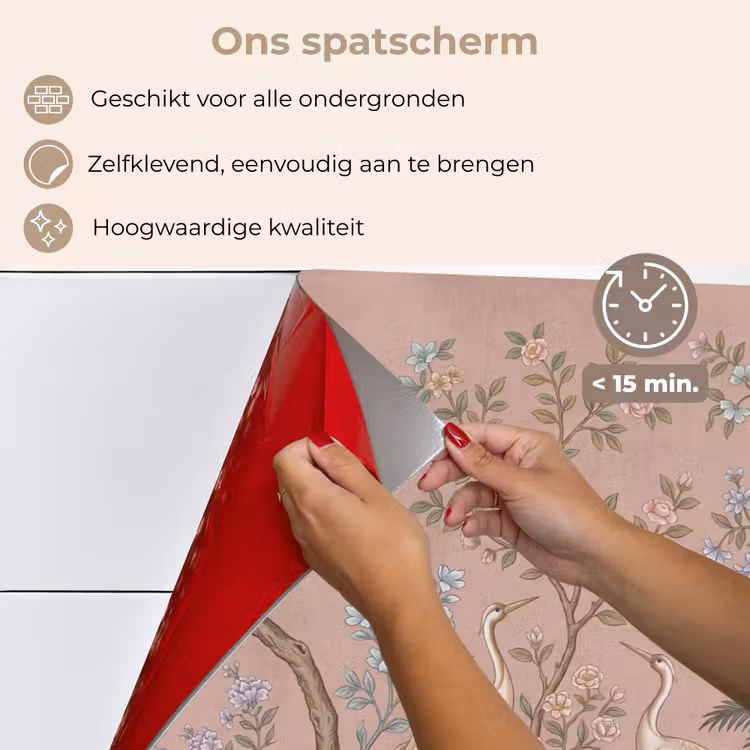 Spatscherm keuken - Nostalgisch - Reigers - Roze — 4