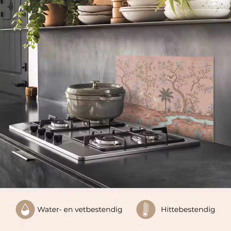 Spatscherm keuken - Nostalgisch - Reigers - Roze — 7