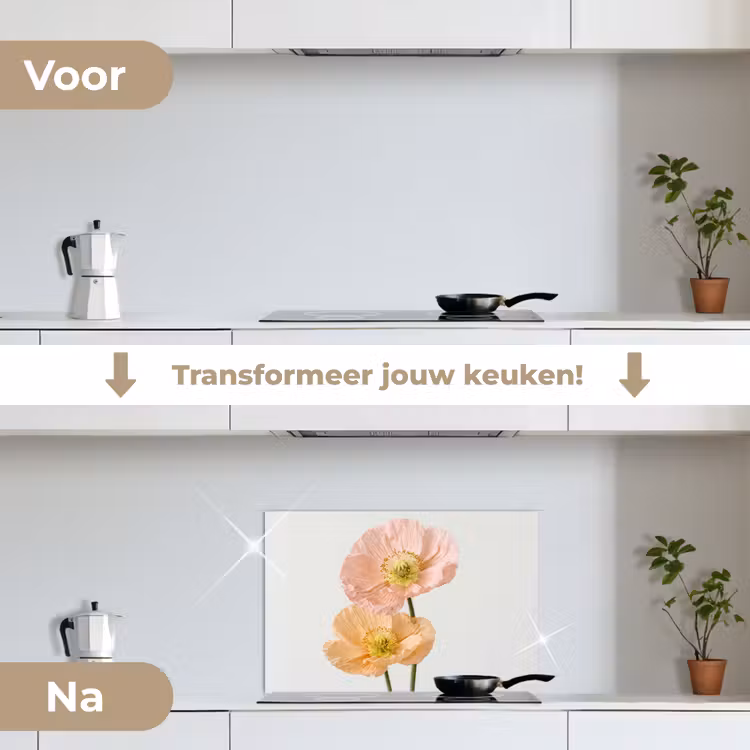 Spatscherm keuken - Papavers - Botanisch - Roze — 3